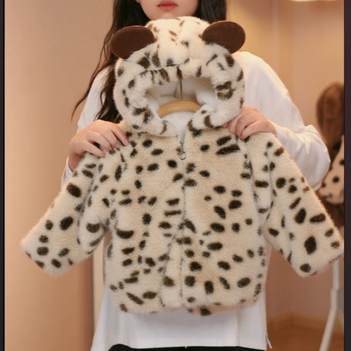 Kids Thickened Fleece Jacket Leopard Print Warm Autumn Winter Outerwear — image 4