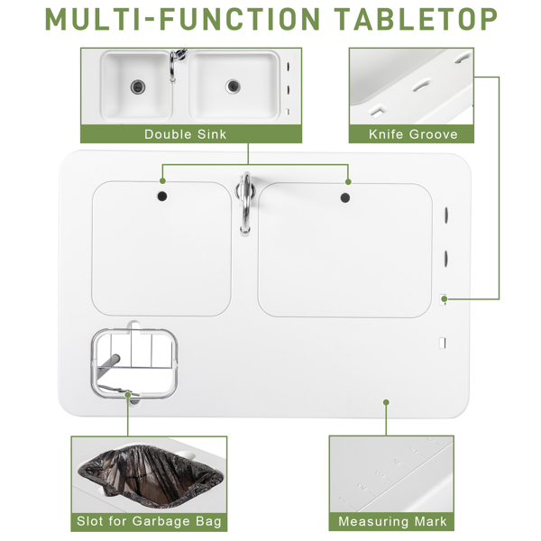 With Wire Mesh, White, Outdoor Fish Killing Table, HDPE, Rectangular Shape, Foldable — image 10