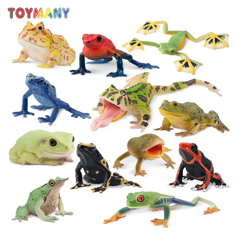 12 Piezas de Figuras de Ranas de Simulación, Juguetes de Animales Reptiles, Mini Ranas de Figuras, Muñecos de Acción, Juguetes para Niños, Juego de Regalo y Decoración de Pasteles