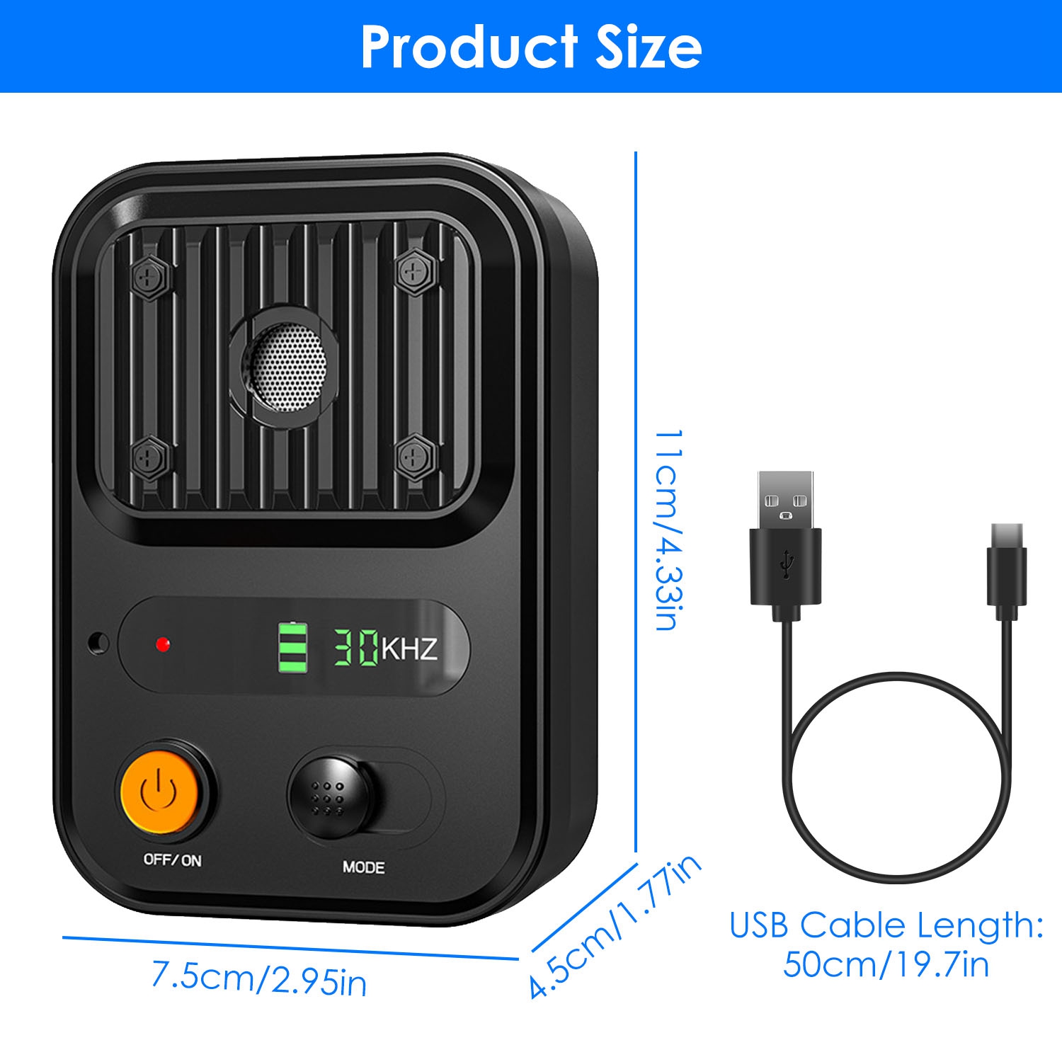 Opciones de Color Negro-Verde - Dispositivo Ultrasonido Anti-Ladrido Rechargeable Automático con 3 Niveles de Frecuencia para Perros IPX4 Resistentes a Agua hasta 10m con Distancia de Detección Máxima de 32.8 pies y Batería Recargable de 1500mAh — imagen 6