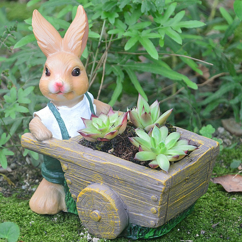 Succulent plant small flower pot rabbit flower pot resin ornament — image 7