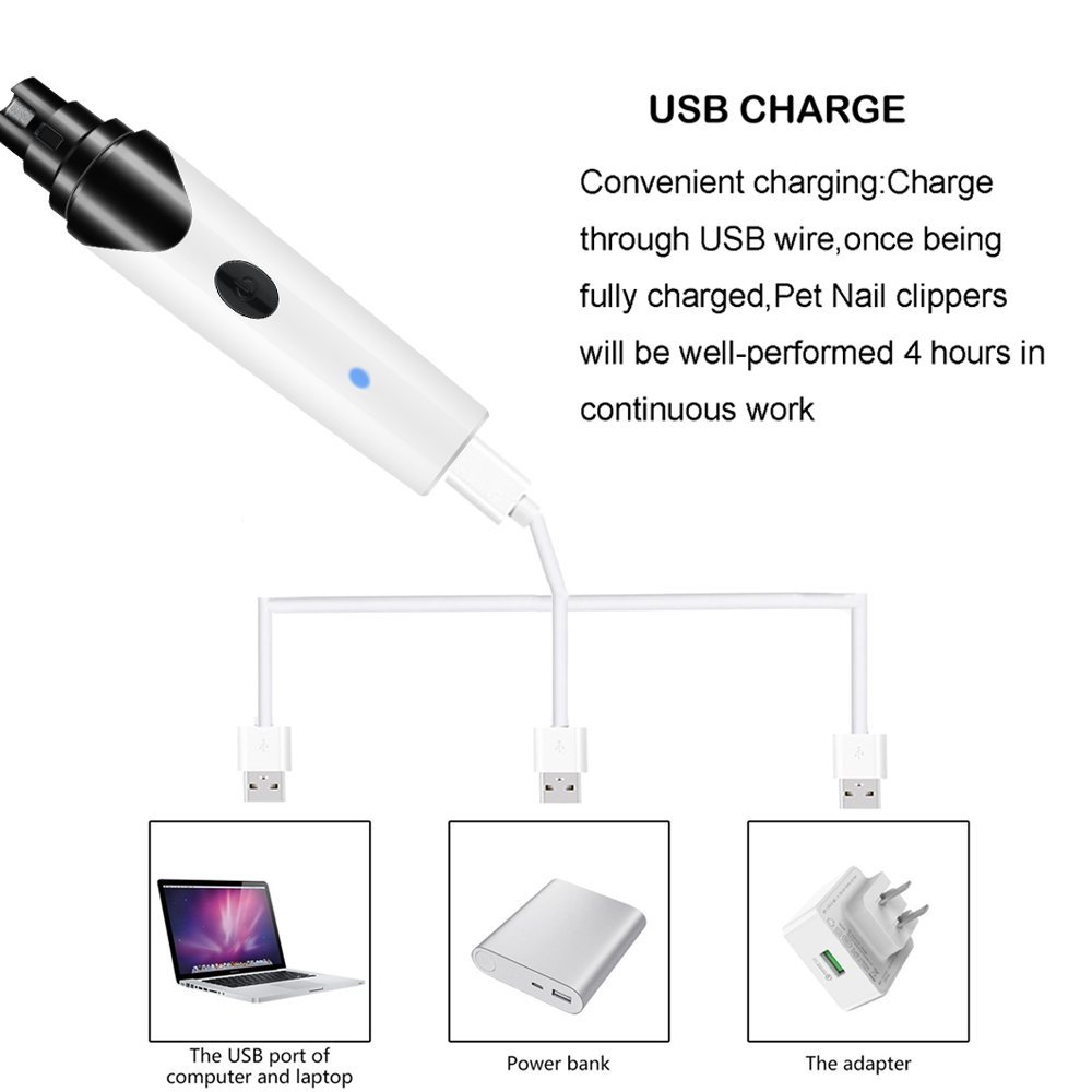 Rechargeable Dog Nail Grinders USB Charging Pet Nail Clippers Quiet Electric Dog Cat Paws Nail Grooming Trimmer Tools — image 4
