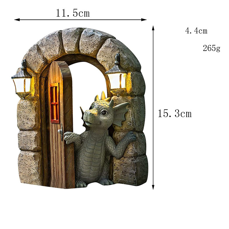 Little Dragon Ornament On The Cute Balcony Dinosaur Door Open Garden Ornament Resin Handicraft Ornament Statue — image 7