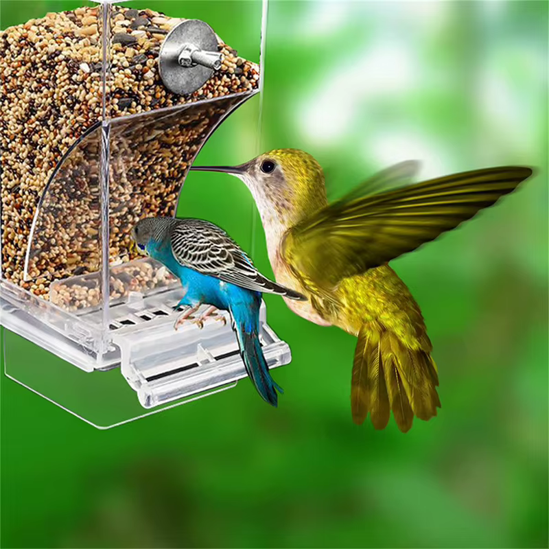 Acrylic No Mess Bird Feeders Automatic Parrot Feeder Drinker Food Container For Perch Budgerigar Parakeets Bird Cage Accessories — image 1