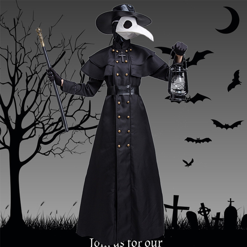 Disfraz de Doctor de la Peste Medieval de Halloween con Cara de Halcón y Boca Larga — imagen 17