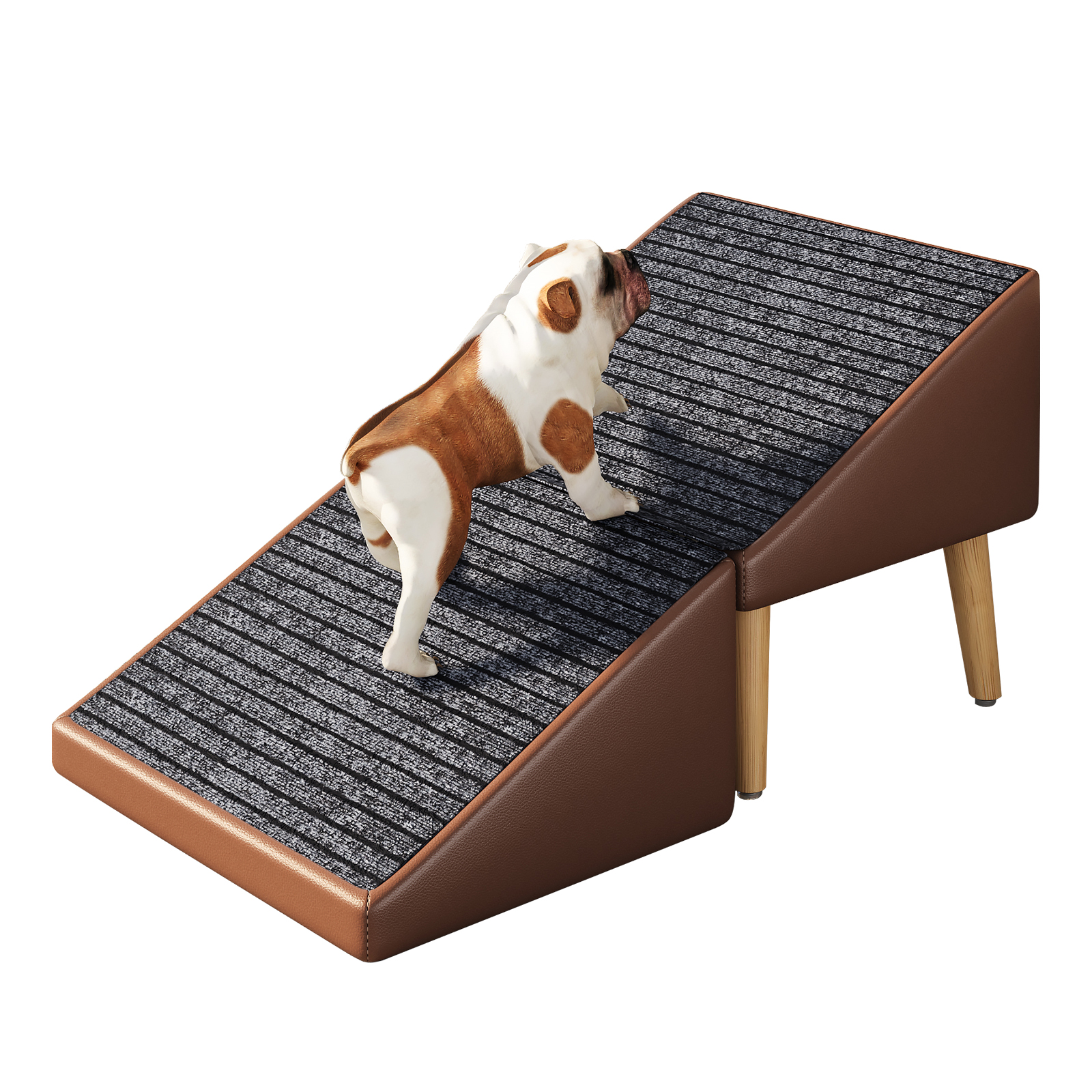 3-in-1 Dog Ramp 18.89"×17.91"×20.08" with Storage – Pet Stairs for Senior & Injured Dogs & Cats, Hidden Storage Footstool, Ottoman Anti-Slip, Supports 265 lbs for Beds & Sofas (BROWN Color) — image 7
