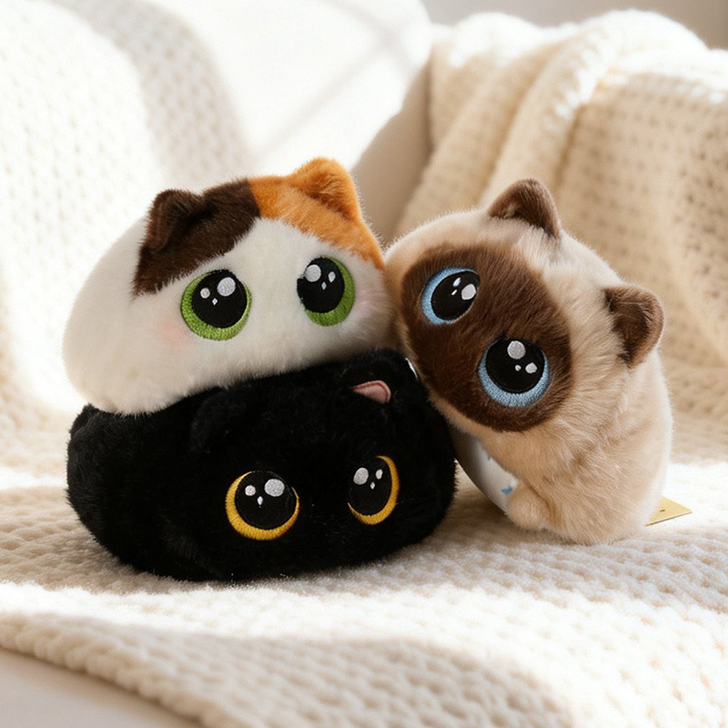 Gatito de Peluche Suave y Cálido Compañero Emocional Alivio del Estrés Relajante Juguetes de Pila Redondos Apilables — imagen 1