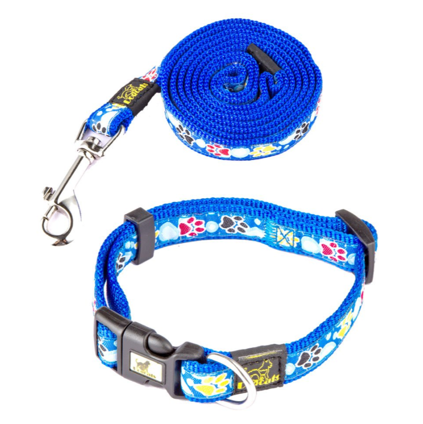 New Dog Paw Print Nylon Leash Collar (With Leash) Set Of Pet Supplies — image 5