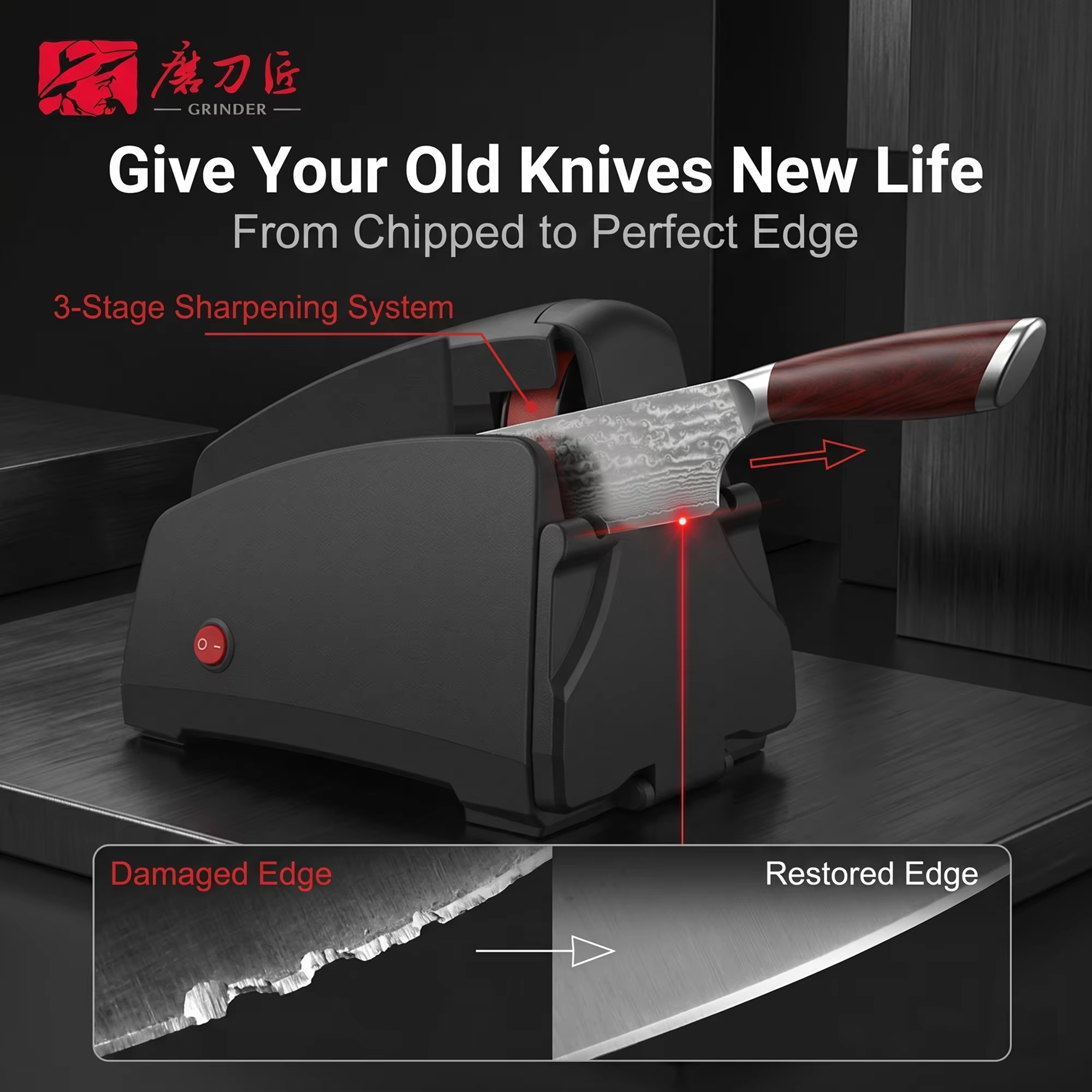 Home Use Electric Belt Sharpener, 4 Grits 120-1000#, Sanding Belt Knife Sharpening Tool for Kitchen — image 4