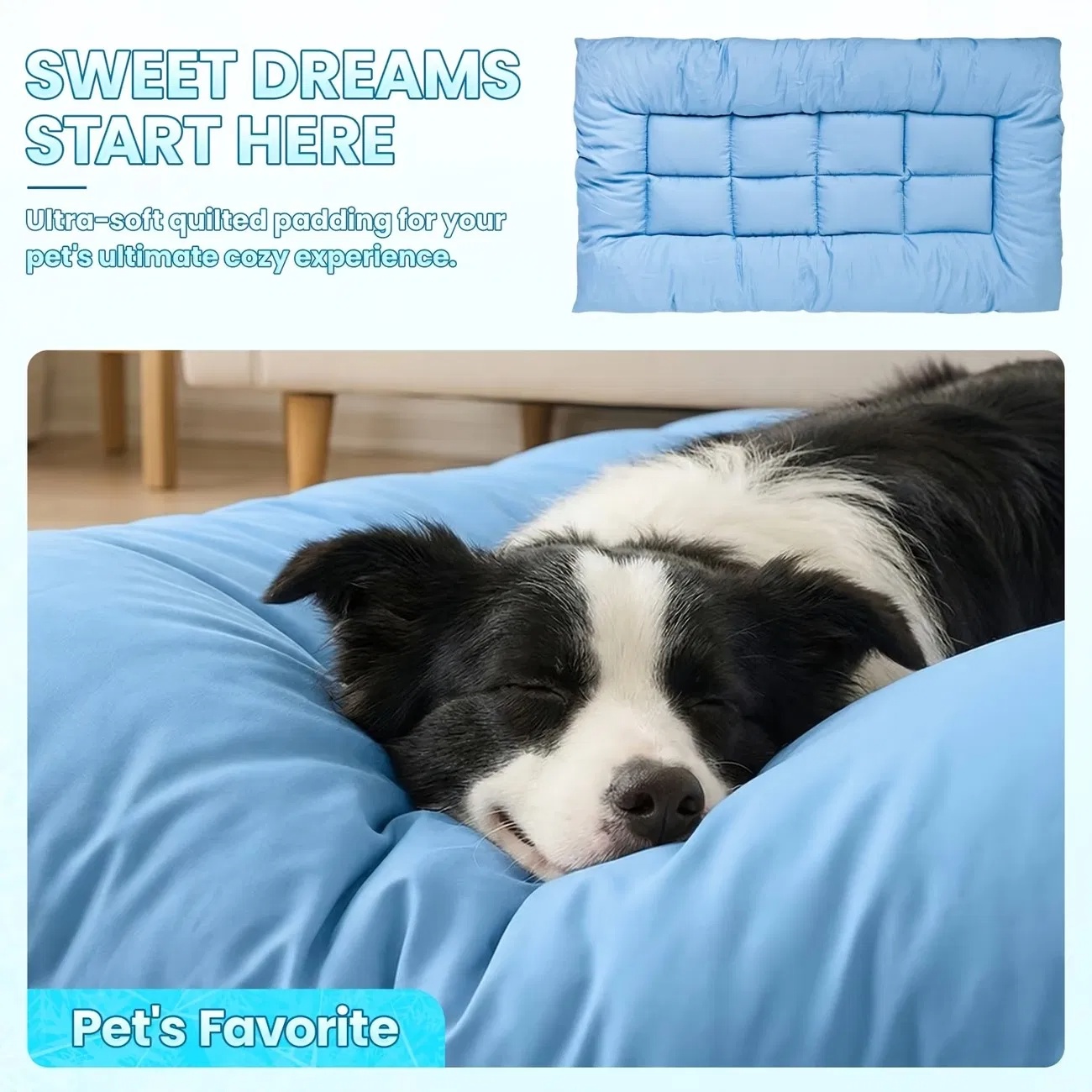Extra-Large Cooling Dog Sofa Bed, Ultra-Soft Plush Pet Mat With 8 Compartments And Non-Slip Bottom, Thick Polyester Dog Bed For Large Dogs — image 6