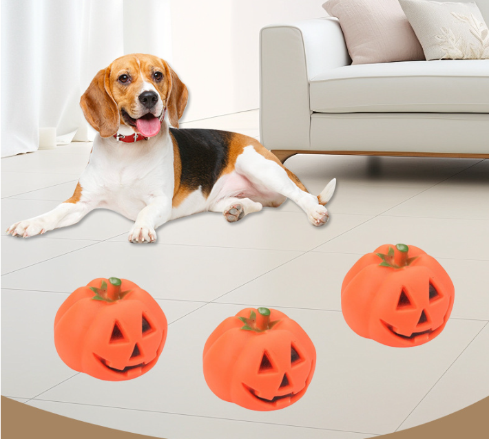 Halloween Pumpkin Toy for Pets - Interactive Rubber Toy with Sound for Dogs to Chew and Play — image 2