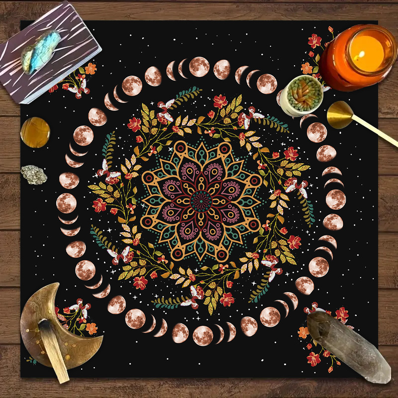 Manta de Mesa para Juego Tarot Decorativa con Mandala y Fases Lunares — imagen 7