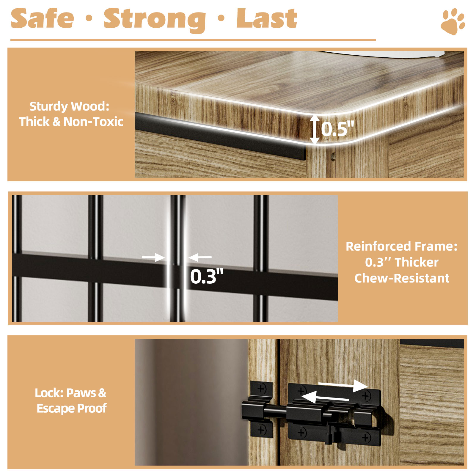 Large Dog Crate Furniture, Double Door Wooden Indoor Dog Kennel Furniture, Decorative Pet Cage End Table With Wheels For Large Breed Dogs, Size XL, Greige — image 32