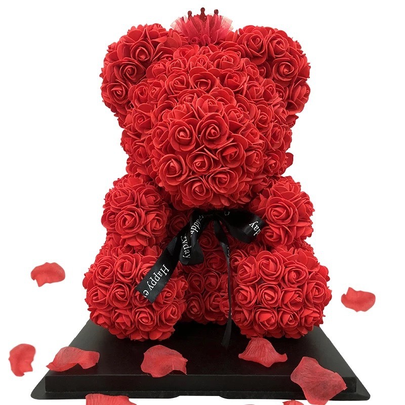 Creative Tanabata Valentine's Day Simulation Flowers Bear Eternal Flowers Foam Bear Roses Bear Gift Box Hug Bear — image 1