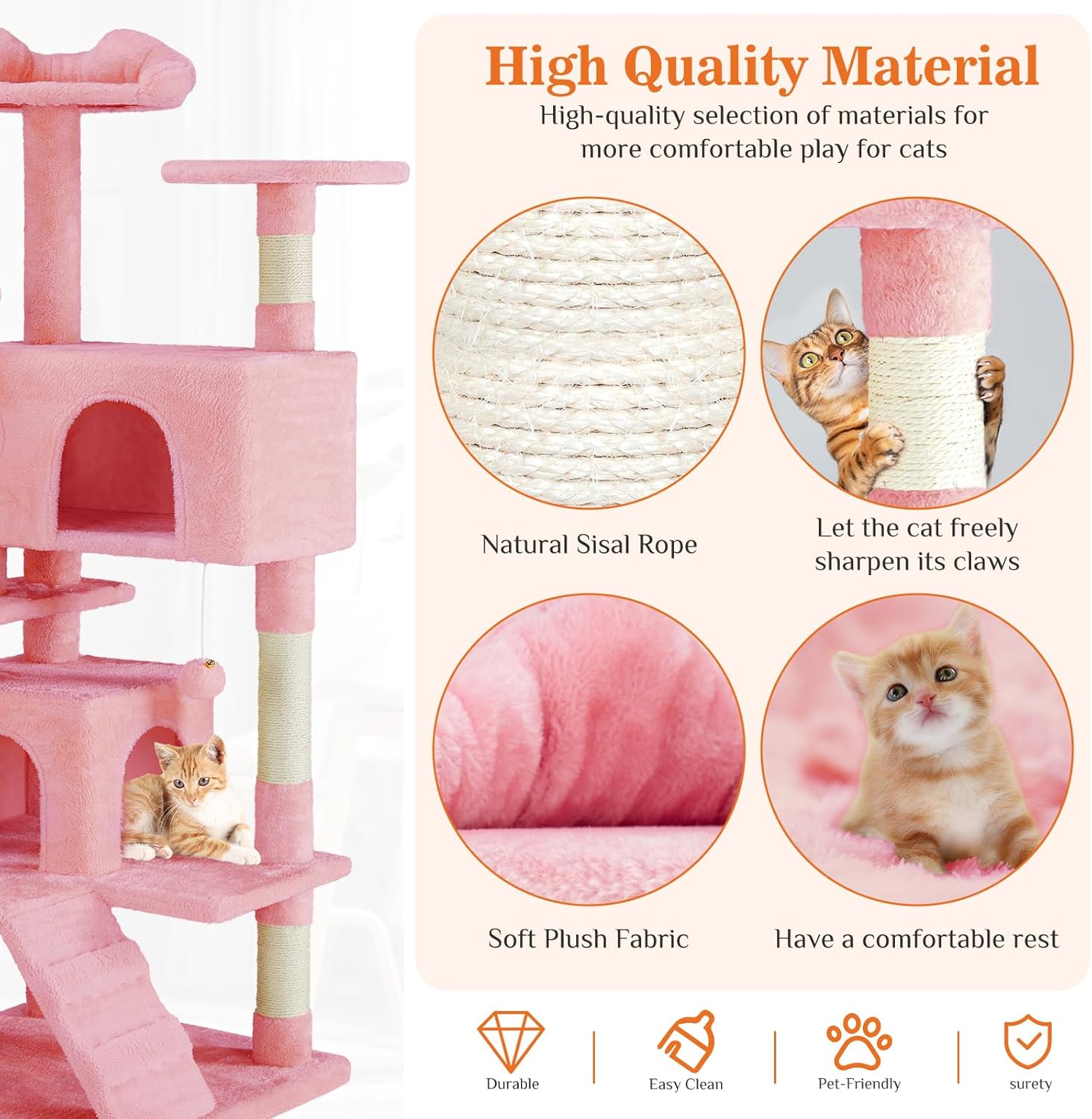 54 -Cat Tree Tower - Multi-level With Sisal Grab Post, Indoor Apartment With Ladder, Plush Toys, Rest And Play — image 11