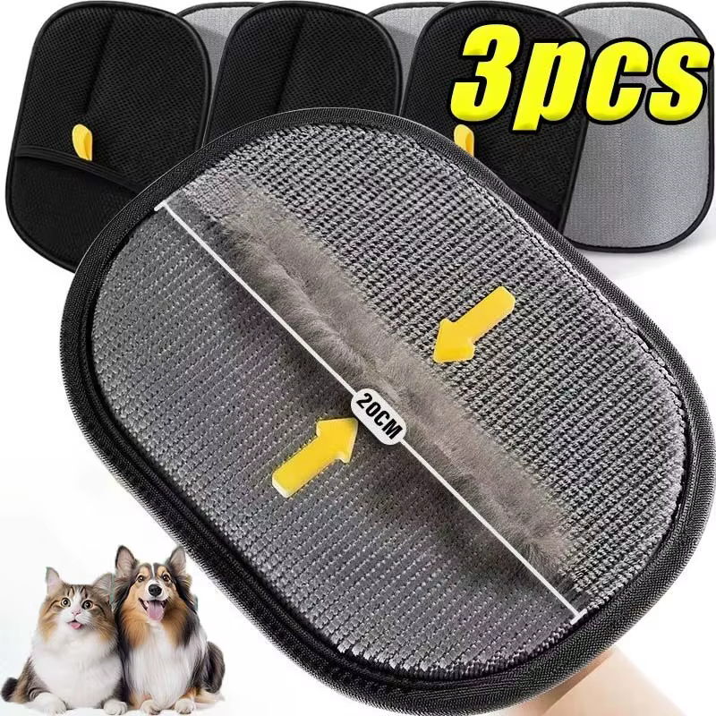 3pcs Pet Grooming Cleaning Glove Double-Sided Washing Dog Cat Glove Self Cleaning Hair Remover Massage Brush Cats Accessories — image 1
