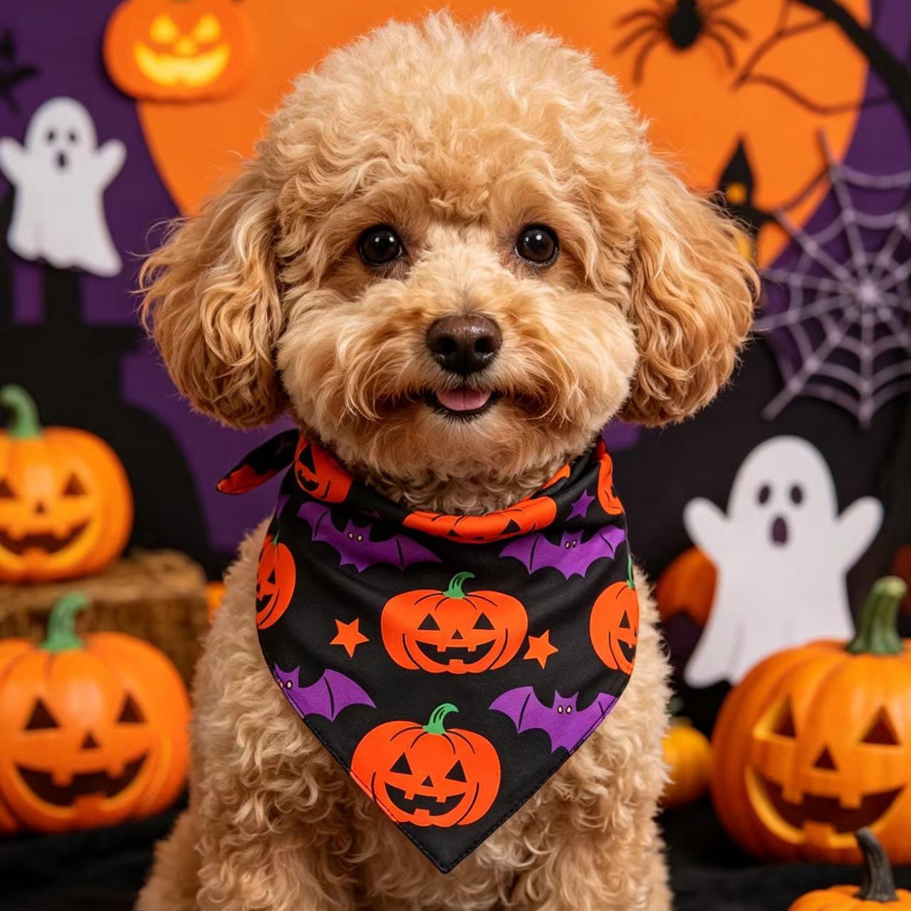Pet Halloween Skull Spiderweb Dog Bandana Pet Saliva Scarf Supply — image 3