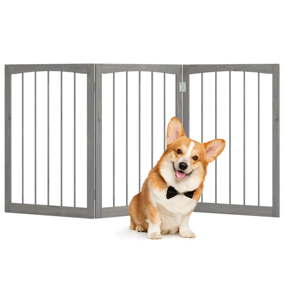 63" x 30" Gray Wooden Pet Fence — image 3