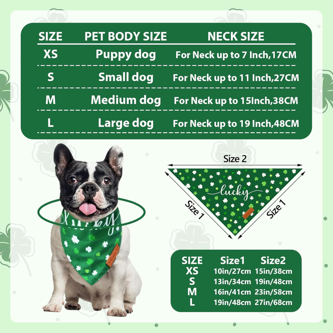 2 Piezas de Pañoletas Para Perro del Día de San Patricio, Bufanda Triangular Reversible de Doble Cara — imagen 3