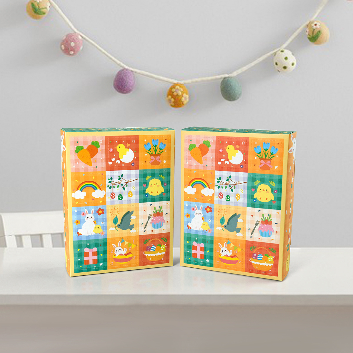 15 piezas de cajas de calendario de sorpresas con patrones conejo, pollo y conejito para Navidad o Pascua — imagen 2