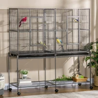 Rolling L Bird Cage W Storage Shelf Perch Food Container — imagen 1