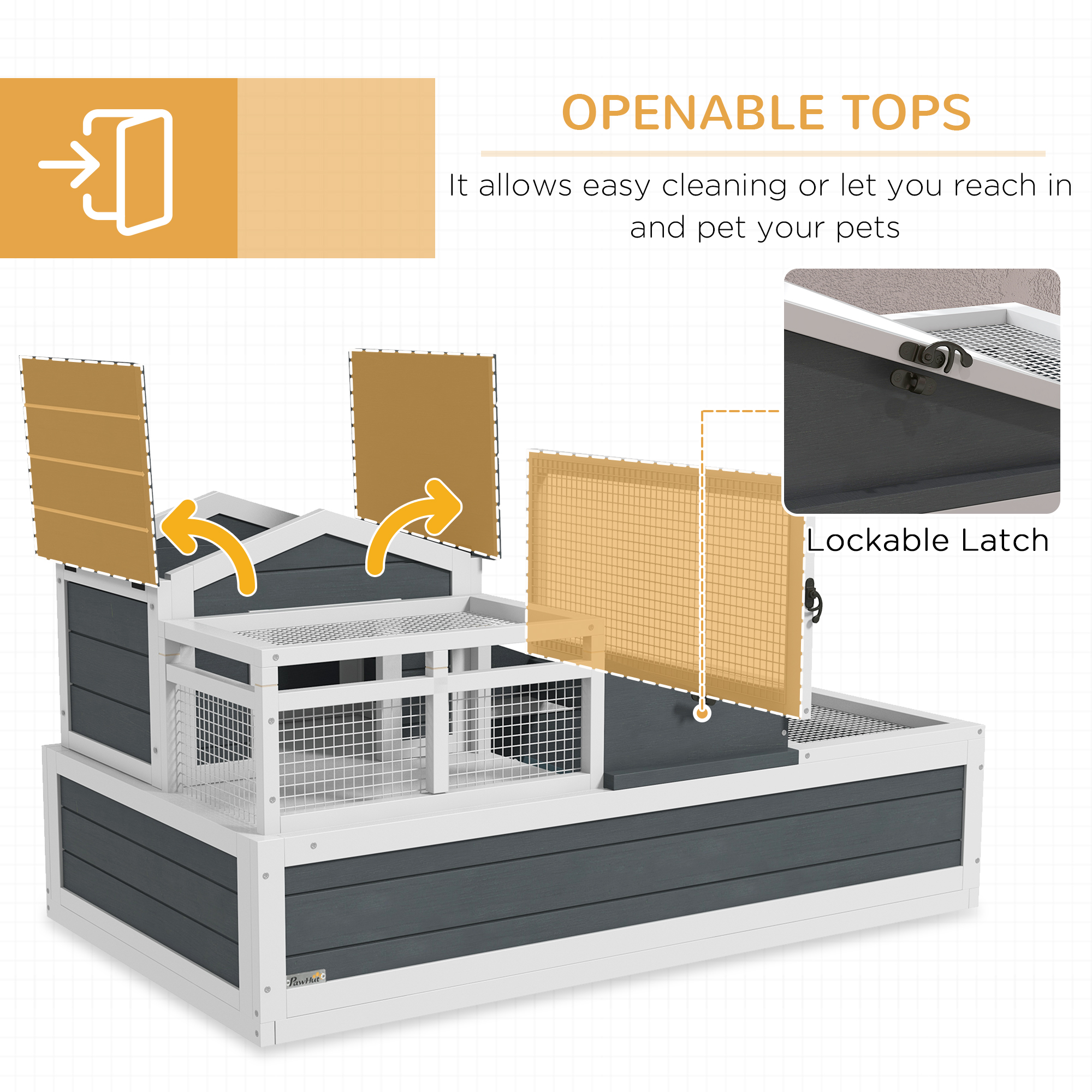 3-Room Tortoise Habitat House W/ Balcony & 2 Stories, 44" X 25.5" X 23", Gray — imagen 4