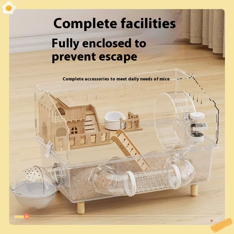 Hamster Cage for Hamster Spacious Clear Acrylic Rodent Home With Accessories Gerbil Mouse Habitat Small Pet Supplies — image 2