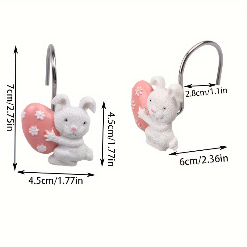 Easter Hand-Painted Resin Cute Egg & amp; Rabbit Bath & amp; Window Curtain Hook Rings — image 3