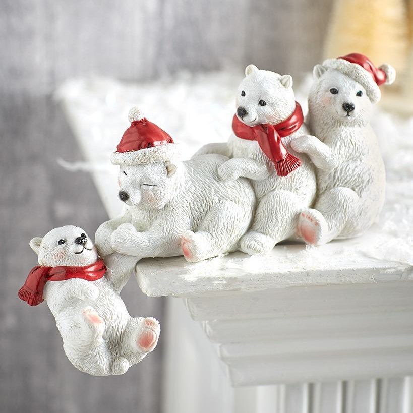 Christmas Dwarf Old Man Lakeside Winter Polar Bear Black Bear Helping Hand Resin Desktop Ornament — image 5