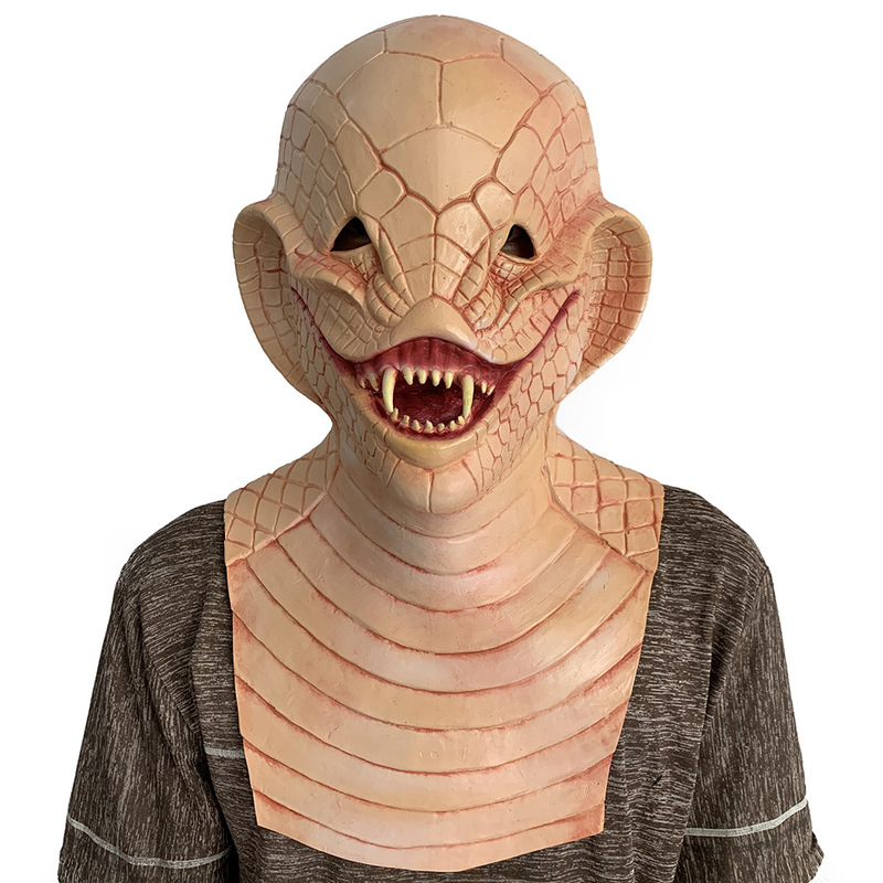 Lizard Man Basilisk Mask – Realistic Scaled Full Face Latex Reptile Headpiece, Unisex Adult Horror Costume — image 1