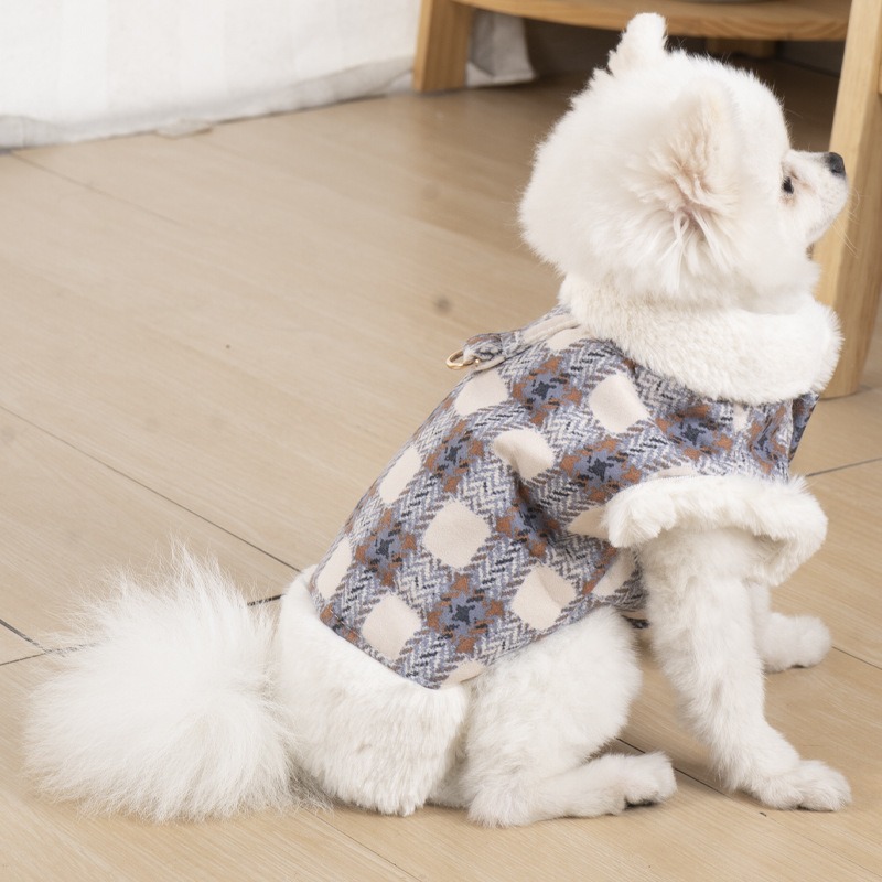 Dog Clothing Warm and Fluffy In Autumn and Winter Can Be Pulled Vest Teddy Bear Small Dog Cat Pet Clothing — image 4
