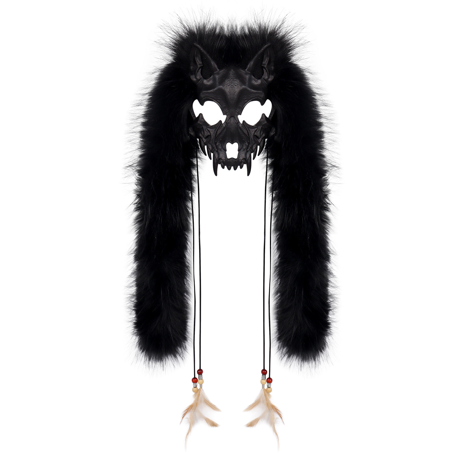 Halloween Carnival Fashion Animal Mask Viking Fox Mask with Faux Fur Headwear COS Werewolf — image 9