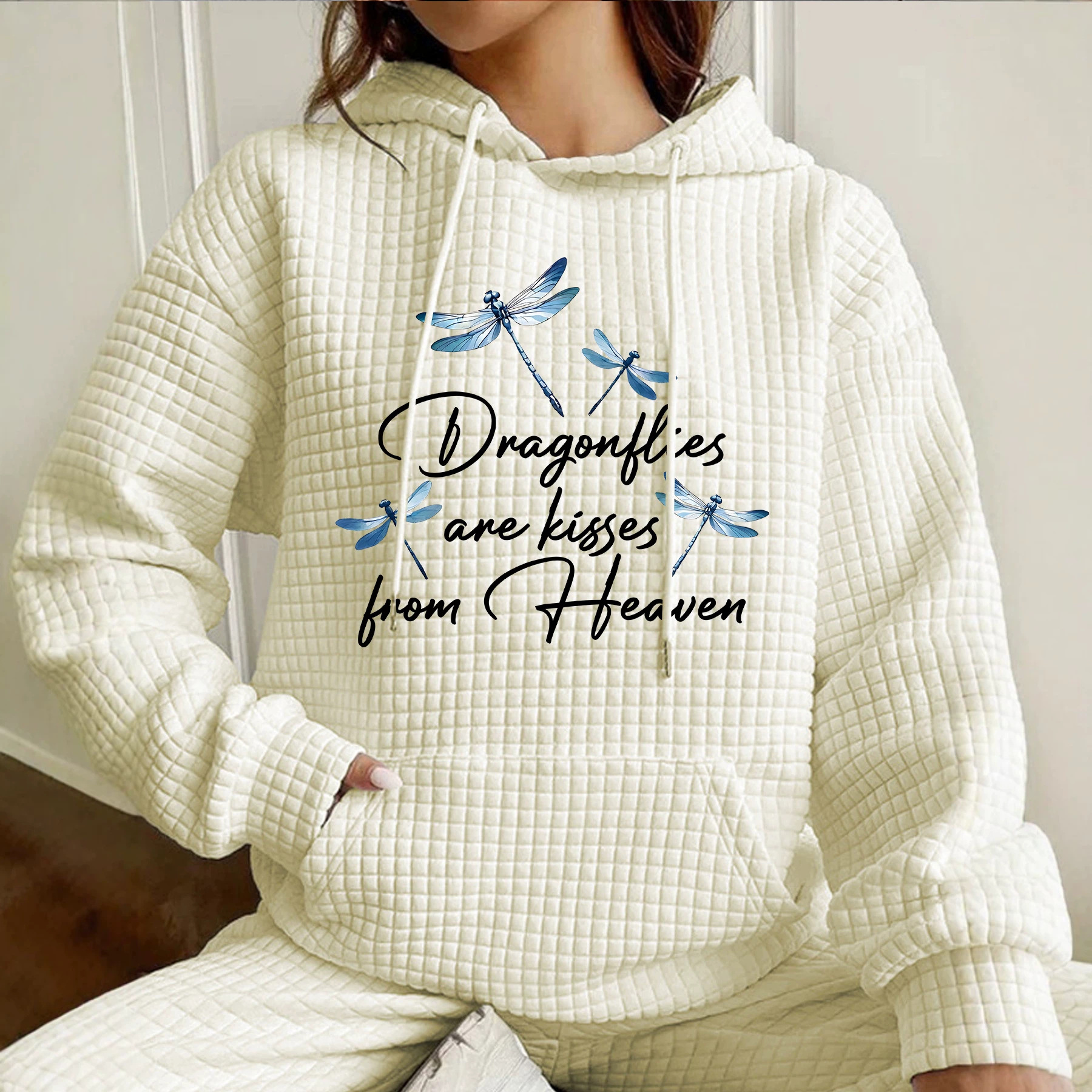 Waffle long sleeved dragonfly printed hoodie — image 5