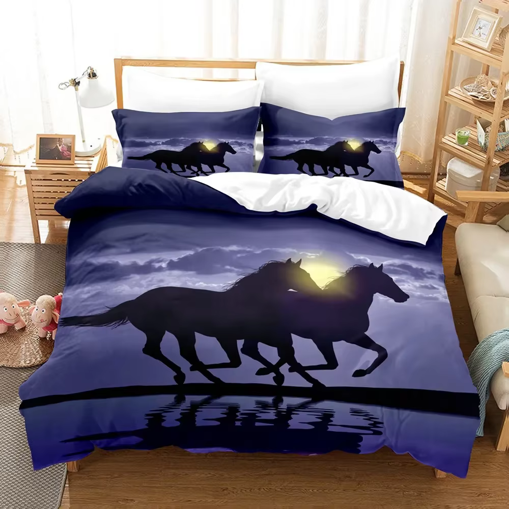 Animal Horse Bedding Sets Quilt Bed Cover Comforter Duvet Cover Pillow Case 2-3 Pieces Sets Kids Adult Bedroom Decoration — image 5