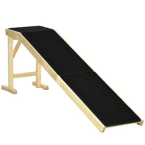 PawHut Dog Ramp For Bed, Pet Ramp For Dogs With Non-Slip Carpet And Top Platform, 74 X 16 X 25, Natural — image 2