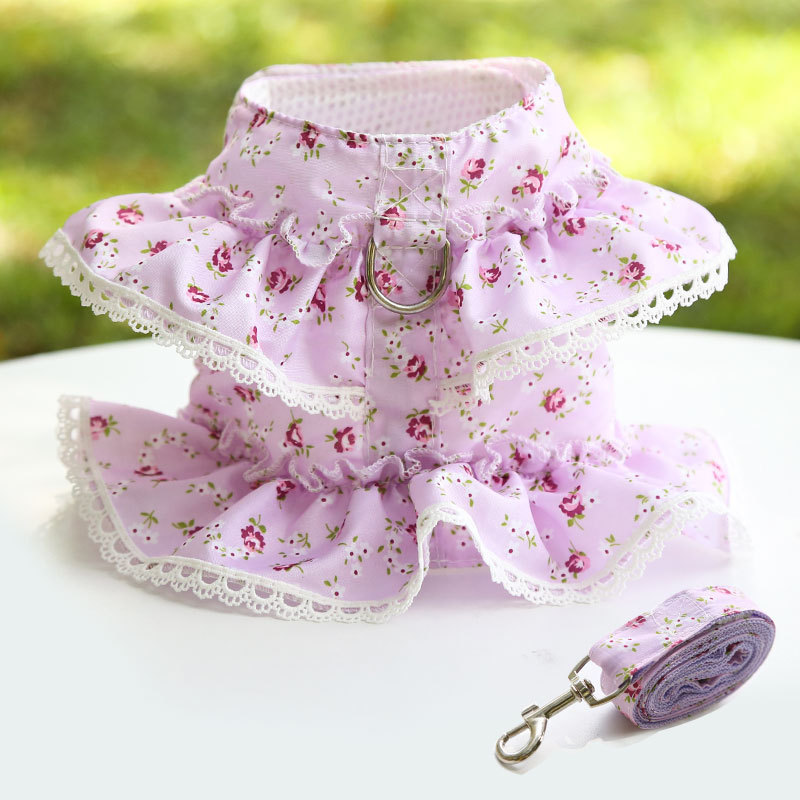 Dogs Cats Pets Clothes Chest Straps Traction Ropes Lace Teddy Bears Spring Summer Autumn Dog Rope Supplies — image 7