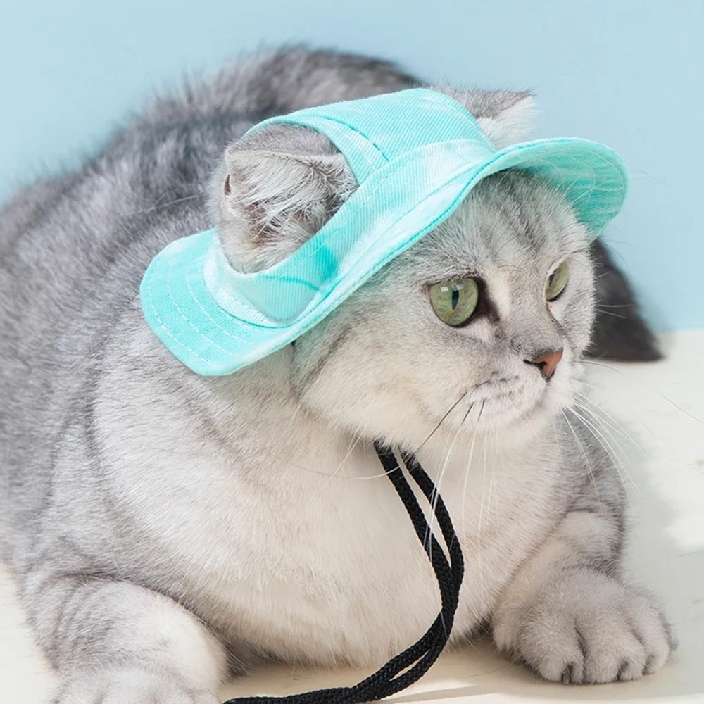 Fashion Dog Hat Adjustable Pet Bucket Hats with Ear Holes Summer Outdoor Round Brim Sun Hat for Samll Dogs Cats Pet Supplies — image 4