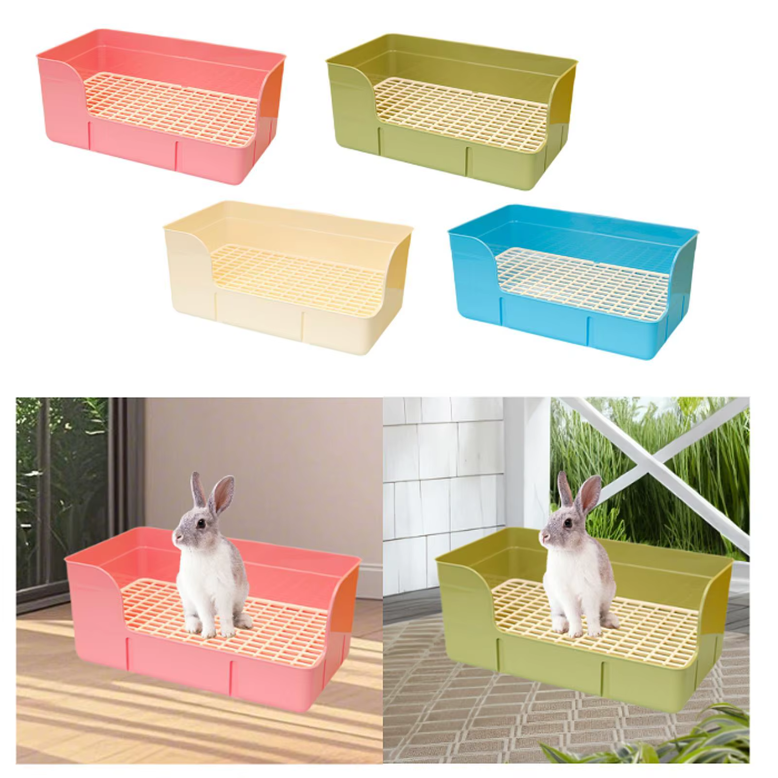 Rabbit Litter Box for Cage Pee Pan Tray Anti Splashing Bedpan Grid Litter Pan for Bunny Chinchillas Rats Ferrets Small Animals — image 4