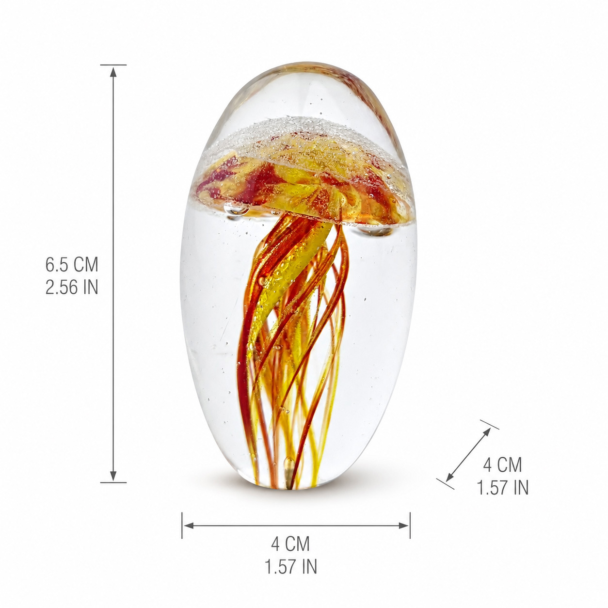 Handmade Glass Glow-in-the-Dark Jellyfish Ornament, Glass Paperweight, Ocean-Style Desk Decoration — image 6