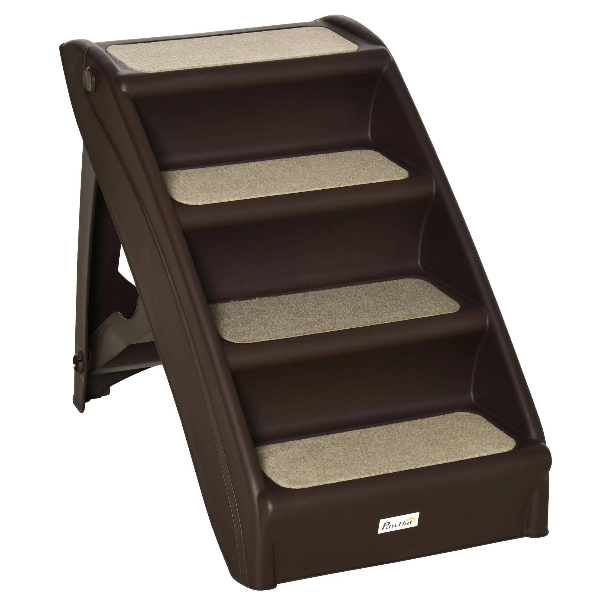 4-Level Portable Pet Stairs, Foldable Dog Ramp, Lightweight Cat Steps, with Nonslip Soft Mats, for High Bed, Sofa, Up to 44 lbs, Dark Brown — image 1