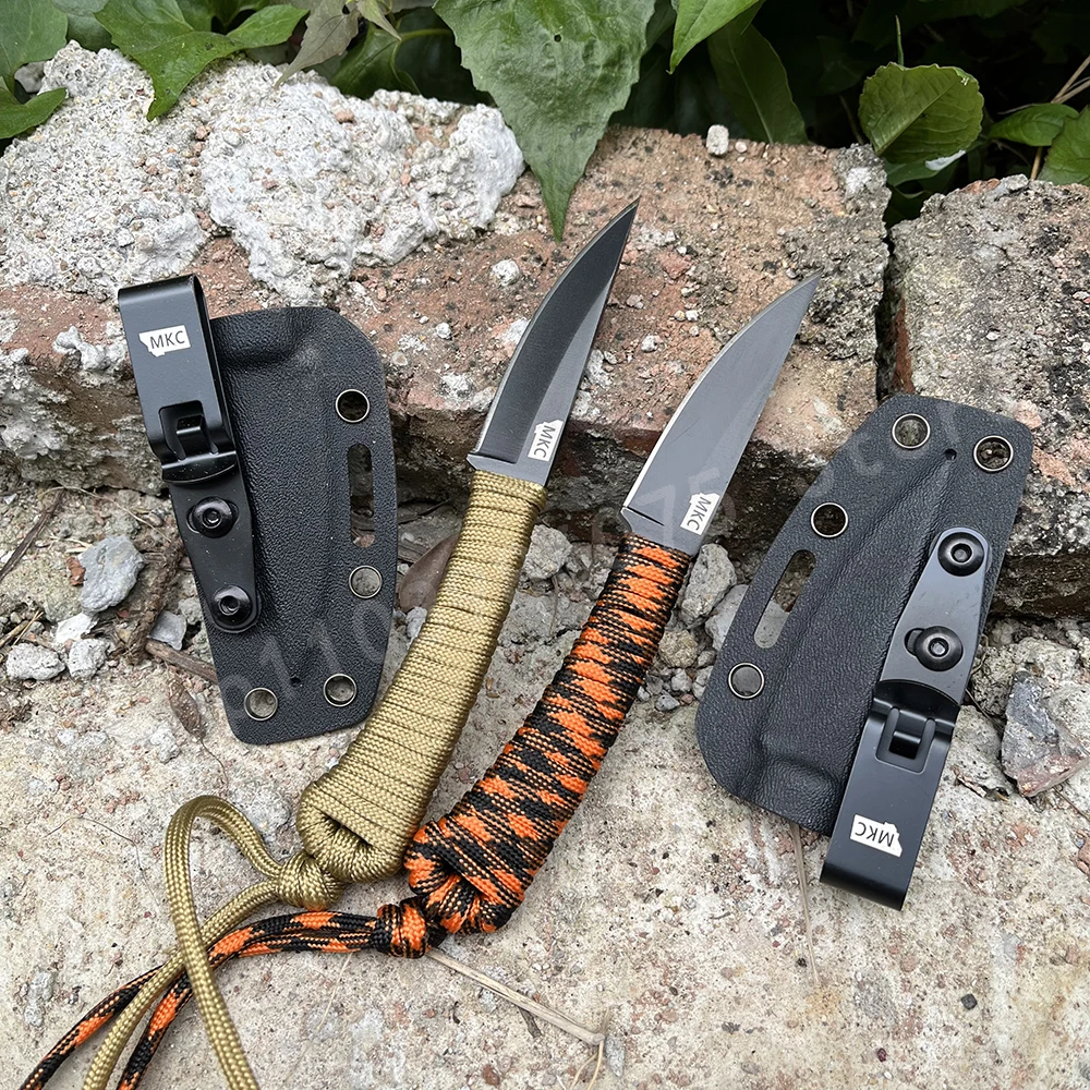 MK.C Portable Small Straight Knife 440c Blade Nylon Rope Handle Portable Sharp Fruit Knife Camping Fishing Knife Men's Gifts — image 1