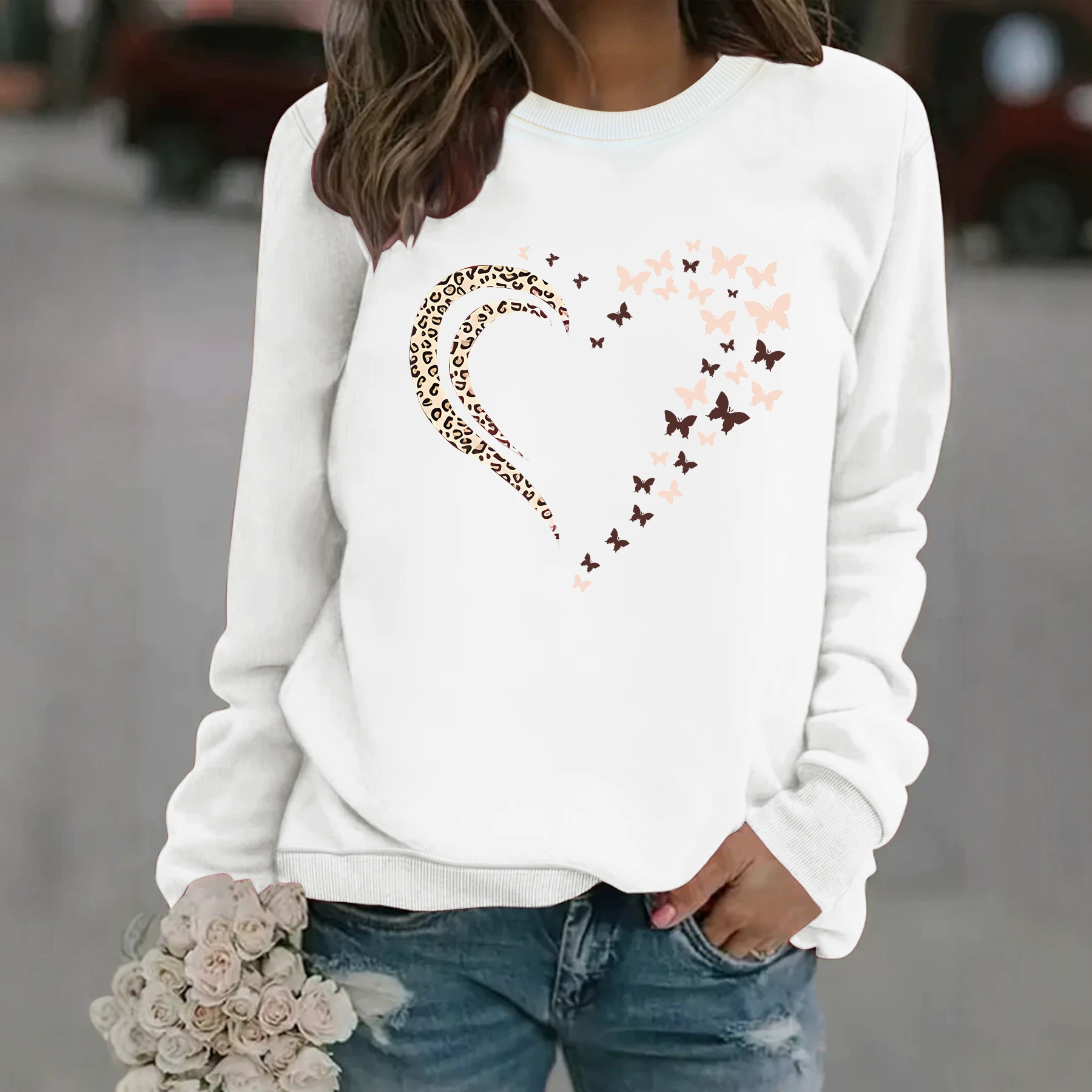 Butterfly print hoodie round neck hoodie — image 4