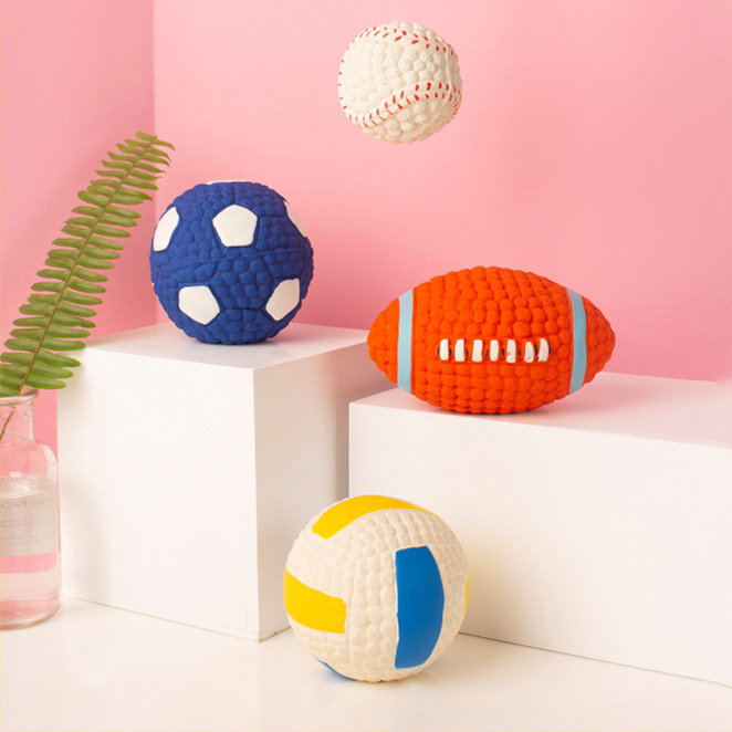 Dog Toys Latex Rugby Tennis Dog Bite Sound Ball Pet Toys — image 1