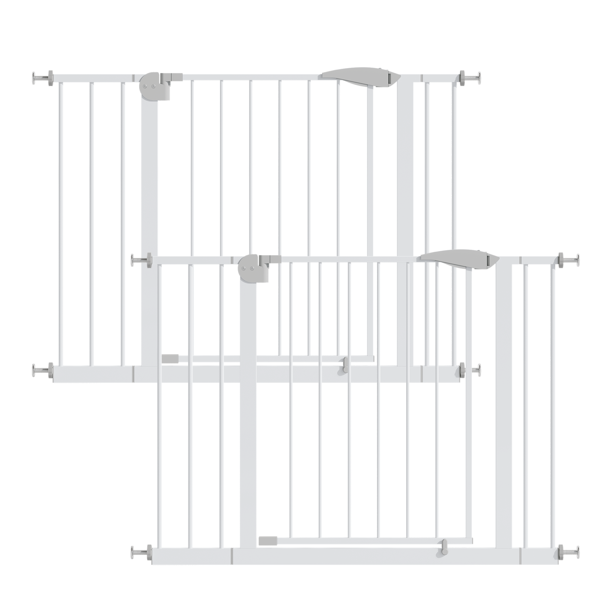 2 Pack 29.5-44.1" Wide Baby Gate for Stairs, Dog Gate Indoor for Doorways, No Drilling Pressure Mounted Pet Gates for Kids, Easy Walk Through Safety Gate, White — image 1