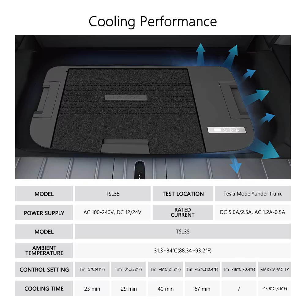 Alpicool TSL35 Portable Car Refrigerator for Tesla Model Y 2024, 37qt(35L) Car Freezer, Fast Cooling Fridge -4℉~68℉, 12/24V DC — image 6