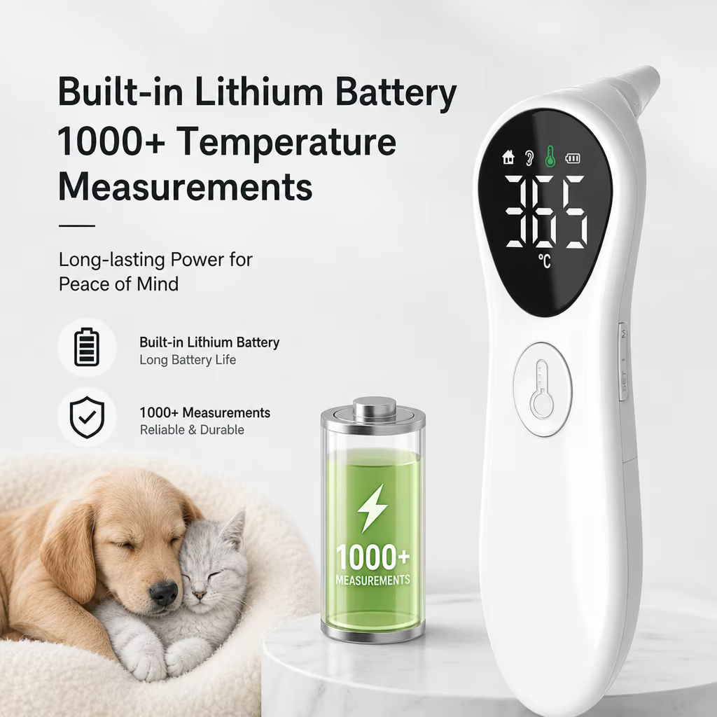 Termómetro de Oído para Mascotas AiQUE, Recargable, Pantalla Grande, Medición Rápida para Perros y Gatos, Equipo Médico Veterinario — imagen 2