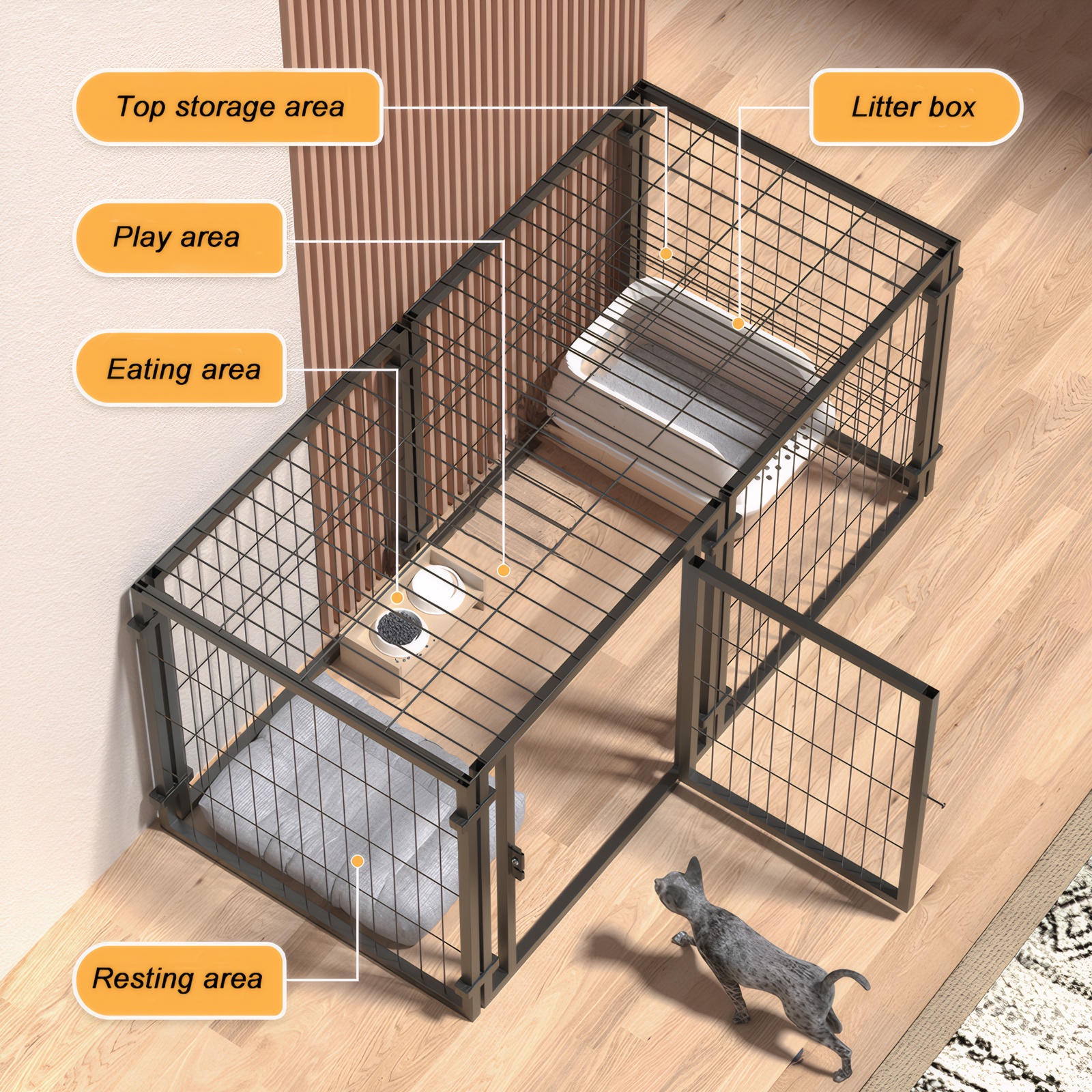 Jaula de 47.2" para perros pequeños, medianos y grandes, corral para cachorros para uso en patio, interior y exterior, jaula para mascotas (47.2"L x 23.6"An x 23.6"Al) — imagen 6