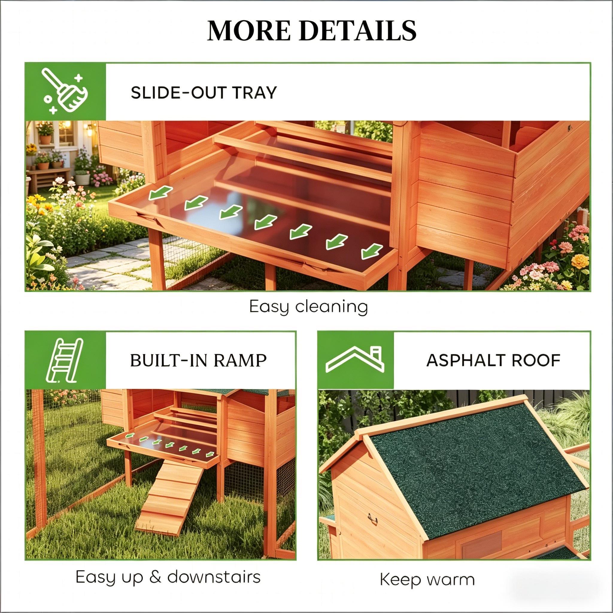 Spacious Goose House, Duck Coop, Wooden Chicken Coop, Pet House with Two Sliding Windows — image 9