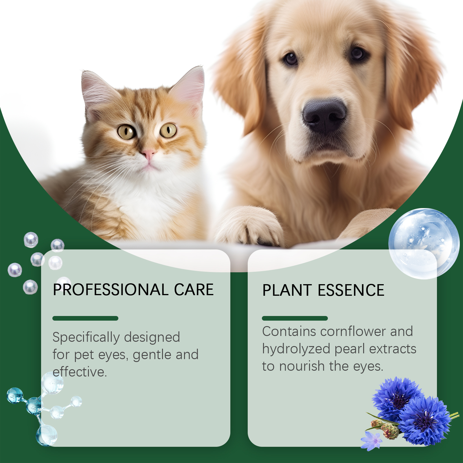 Dog Cat Eye Drops, Gentle Eye Care With Sodium Hyaluronate & Vitamin E, Soothe Irritation, 60ml Pet Eye Cleaner — image 3