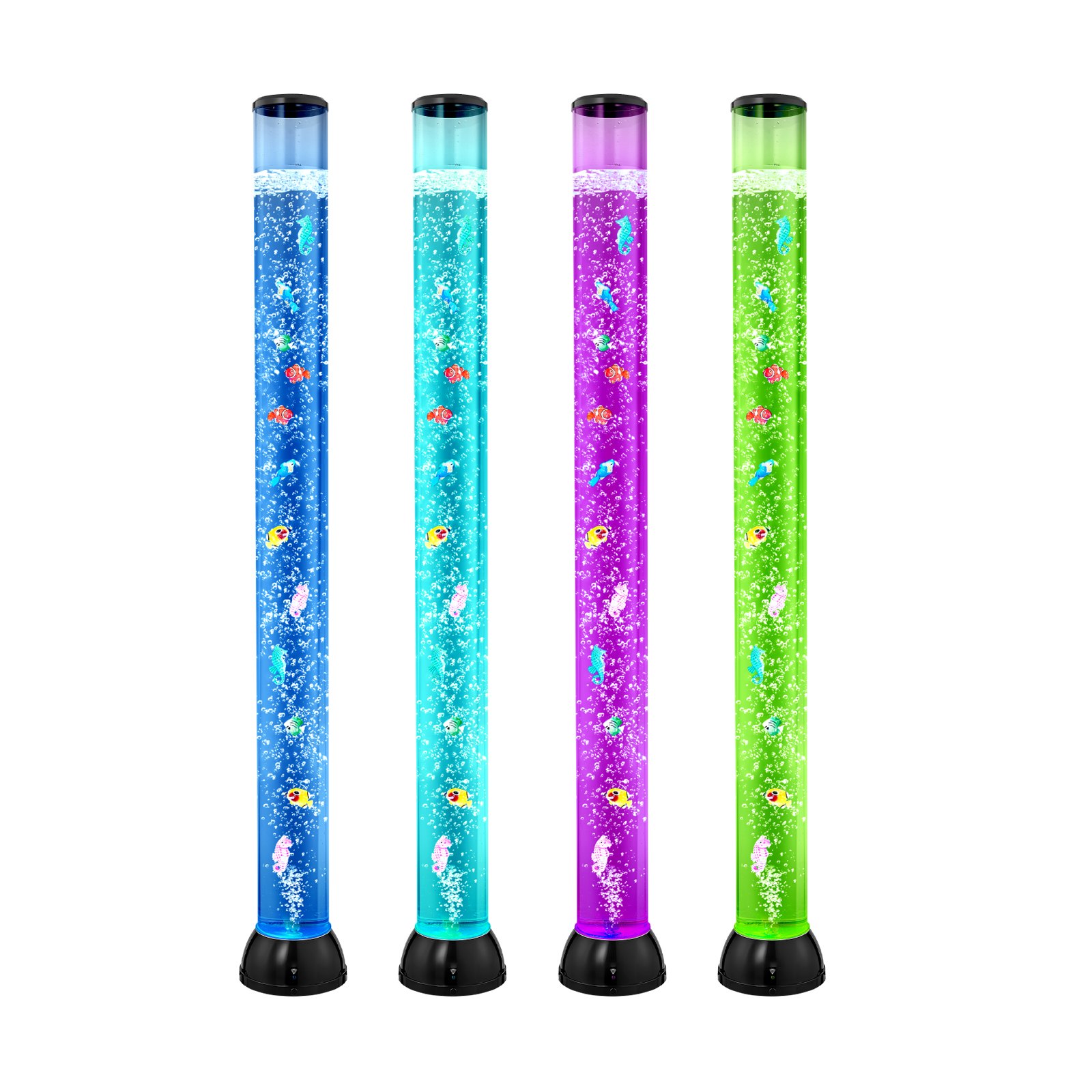 Sensory Bubble Tube Lamp, 4 Ft Bubble Fish Tube, Sensory Aquarium Lamp With 10 Floating Fish & 16 Color Effects, Remote Control, Stress Relief Calming Light For Bedroom Living Room Home Decor — imagen 1
